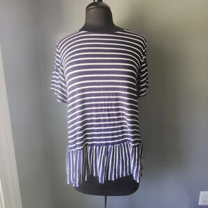 Anthropologie Pleione Striped Peplum Hem Top